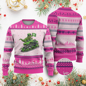 Funny St Patricks Day Dinosaur Truck Ugly Christmas Sweater Irish Holiday Gift TS12 Hot Pink Print Your Wear