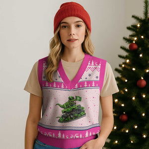 Funny St Patricks Day Dinosaur Truck V-Neck Knit Sweater Vest Irish Holiday Gift TS12 Hot Pink Print Your Wear