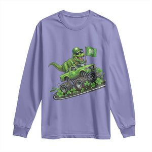 Funny St Patricks Day Dinosaur Truck Long Sleeve Shirt Irish Holiday Gift TS12 Violet Print Your Wear