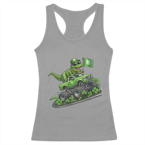 Funny St Patricks Day Dinosaur Truck Racerback Tank Top Irish Holiday Gift TS12 Sport Gray Print Your Wear