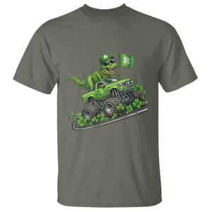 Funny St Patricks Day Dinosaur Truck T Shirt Irish Holiday Gift TS12 Military Green Print Your Wear