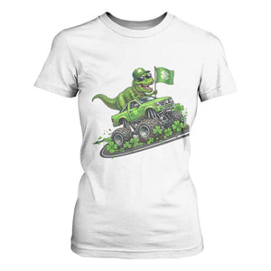 Funny St Patricks Day Dinosaur Truck T Shirt For Women Irish Holiday Gift TS12 White Print Your Wear