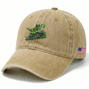 Funny St Patricks Day Dinosaur Truck Washed Cotton Baseball Cap Irish Holiday Gift TS12 Print Your Wear