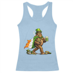 Funny St Patricks Day Bigfoot Racerback Tank Top Mythical Party Gift TS12 Light Blue Print Your Wear