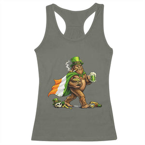 Funny St Patricks Day Bigfoot Racerback Tank Top Mythical Party Gift TS12 Military Green Print Your Wear