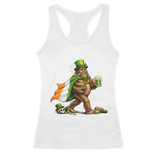 Funny St Patricks Day Bigfoot Racerback Tank Top Mythical Party Gift TS12 White Print Your Wear