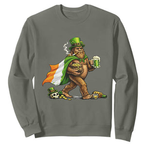 Funny St Patricks Day Bigfoot Sweatshirt Mythical Party Gift TS12 Military Green Print Your Wear