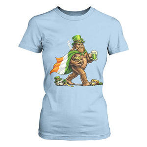 Funny St Patricks Day Bigfoot T Shirt For Women Mythical Party Gift TS12 Light Blue Print Your Wear