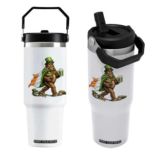 Funny St Patricks Day Bigfoot Flip Straw Tumbler Mythical Party Gift TS12 One Size: 30 oz White Print Your Wear