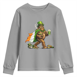 Funny St Patricks Day Bigfoot Youth Sweatshirt Mythical Party Gift TS12 Sport Gray Print Your Wear