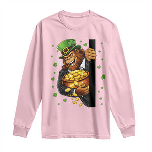Funny St Patricks Day Bigfoot Long Sleeve Shirt Irish Revelry Gift TS12 Light Pink Print Your Wear