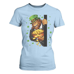 Funny St Patricks Day Bigfoot T Shirt For Women Irish Revelry Gift TS12 Light Blue Print Your Wear