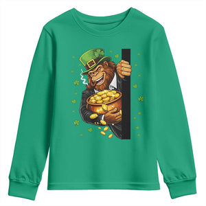 Funny St Patricks Day Bigfoot Youth Sweatshirt Irish Revelry Gift TS12 Irish Green Print Your Wear