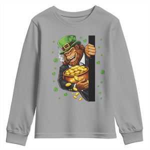 Funny St Patricks Day Bigfoot Youth Sweatshirt Irish Revelry Gift TS12 Sport Gray Print Your Wear