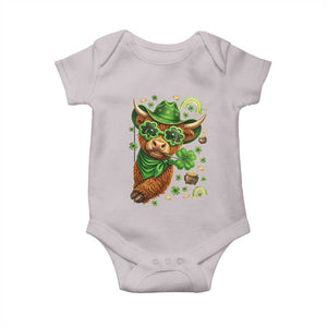 Funny Irish Highland Cow Baby Onesie St Patricks Day Gift TS12 Ice Gray Print Your Wear