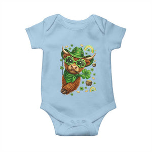 Funny Irish Highland Cow Baby Onesie St Patricks Day Gift TS12 Light Blue Print Your Wear