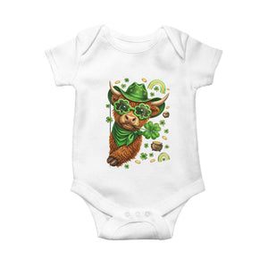 Funny Irish Highland Cow Baby Onesie St Patricks Day Gift TS12 White Print Your Wear