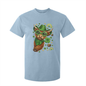 Funny Irish Highland Cow T Shirt For Kid St Patricks Day Gift TS12 Light Blue Print Your Wear