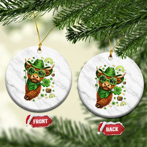 Funny Irish Highland Cow Ceramic Ornament St Patricks Day Gift TS12 1pc White Marble Print Your Wear