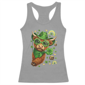 Funny Irish Highland Cow Racerback Tank Top St Patricks Day Gift TS12 Sport Gray Print Your Wear