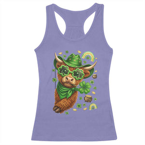 Funny Irish Highland Cow Racerback Tank Top St Patricks Day Gift TS12 Violet Print Your Wear