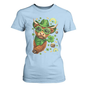 Funny Irish Highland Cow T Shirt For Women St Patricks Day Gift TS12 Light Blue Print Your Wear
