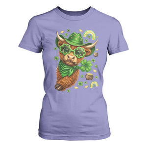 Funny Irish Highland Cow T Shirt For Women St Patricks Day Gift TS12 Violet Print Your Wear