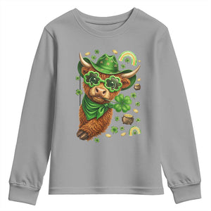 Funny Irish Highland Cow Youth Sweatshirt St Patricks Day Gift TS12 Sport Gray Print Your Wear