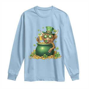 Funny Highland Cow St Patricks Day Long Sleeve Shirt Farm Lover Gift TS12 Light Blue Print Your Wear