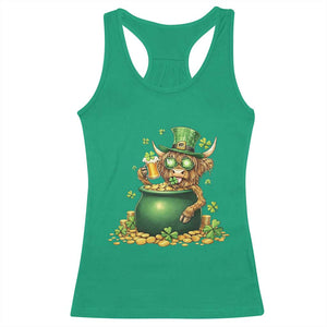 Funny Highland Cow St Patricks Day Racerback Tank Top Farm Lover Gift TS12 Irish Green Print Your Wear