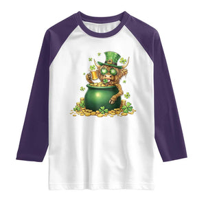 Funny Highland Cow St Patricks Day Raglan Shirt Farm Lover Gift TS12 White Purple Print Your Wear