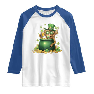 Funny Highland Cow St Patricks Day Raglan Shirt Farm Lover Gift TS12 White Royal Print Your Wear