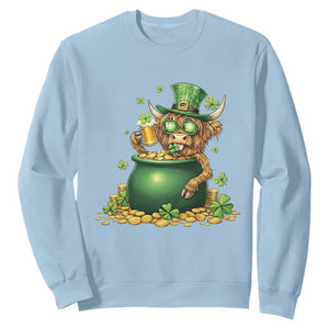 Funny Highland Cow St Patricks Day Sweatshirt Farm Lover Gift TS12 Light Blue Print Your Wear