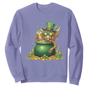 Funny Highland Cow St Patricks Day Sweatshirt Farm Lover Gift TS12 Violet Print Your Wear