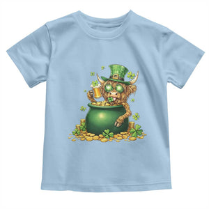Funny Highland Cow St Patricks Day Toddler T Shirt Farm Lover Gift TS12 Light Blue Print Your Wear