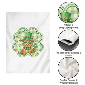 Funny Irish Highland Cow Shamrock Holiday Gift Garden Flag TS12 Print Your Wear