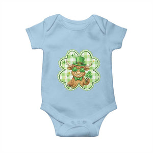 Funny Irish Highland Cow Shamrock Holiday Gift Baby Onesie TS12 Light Blue Print Your Wear