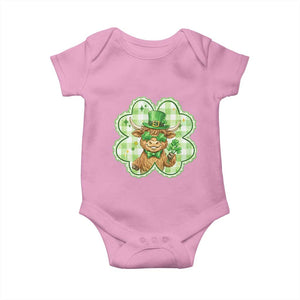 Funny Irish Highland Cow Shamrock Holiday Gift Baby Onesie TS12 Light Pink Print Your Wear