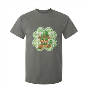 Funny Irish Highland Cow Shamrock Holiday Gift T Shirt For Kid TS12 Military Green Print Your Wear