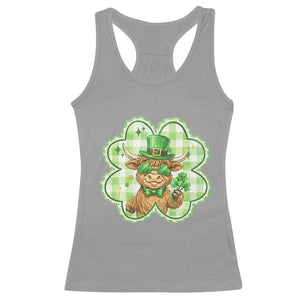 Funny Irish Highland Cow Shamrock Holiday Gift Racerback Tank Top TS12 Sport Gray Print Your Wear