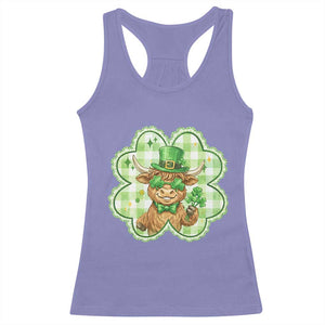 Funny Irish Highland Cow Shamrock Holiday Gift Racerback Tank Top TS12 Violet Print Your Wear