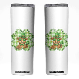 Funny Irish Highland Cow Shamrock Holiday Gift Skinny Tumbler TS12 White Print Your Wear