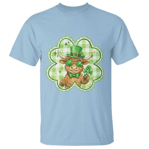Funny Irish Highland Cow Shamrock Holiday Gift T Shirt TS12 Light Blue Print Your Wear