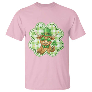 Funny Irish Highland Cow Shamrock Holiday Gift T Shirt TS12 Light Pink Print Your Wear