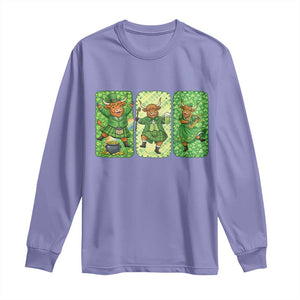 Vintage Highland Cow St Patricks Day Long Sleeve Shirt Farm Lover Gift TS12 Violet Print Your Wear