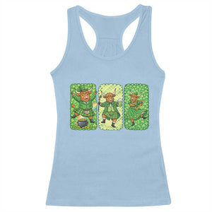 Vintage Highland Cow St Patricks Day Racerback Tank Top Farm Lover Gift TS12 Light Blue Print Your Wear