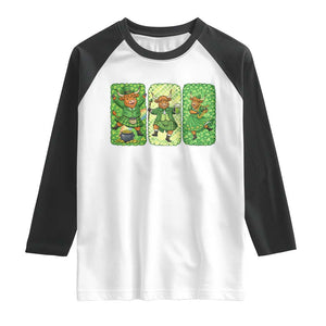 Vintage Highland Cow St Patricks Day Raglan Shirt Farm Lover Gift TS12 White Black Print Your Wear
