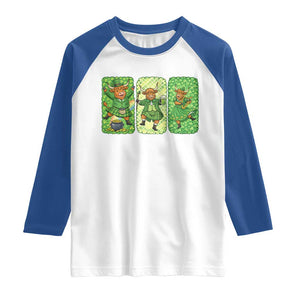 Vintage Highland Cow St Patricks Day Raglan Shirt Farm Lover Gift TS12 White Royal Print Your Wear
