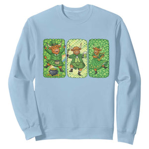 Vintage Highland Cow St Patricks Day Sweatshirt Farm Lover Gift TS12 Light Blue Print Your Wear