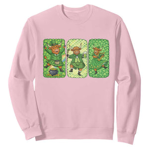 Vintage Highland Cow St Patricks Day Sweatshirt Farm Lover Gift TS12 Light Pink Print Your Wear